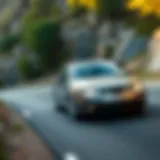 The 2007 Saab in Motion Dynamic view of the 2007 Saab on a winding road