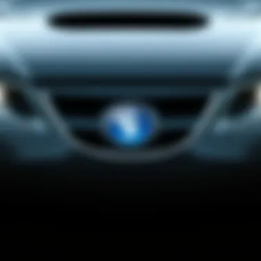 Close-up of the distinctive front grille and emblem of the Saab