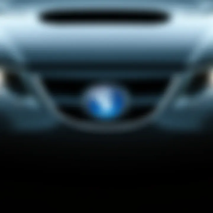 Close-up of the distinctive front grille and emblem of the Saab