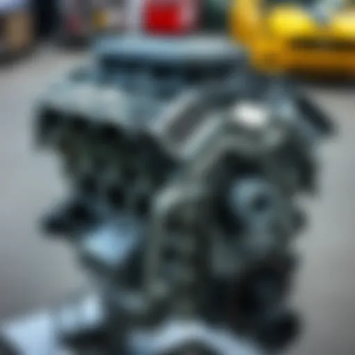Detailed view of the 2015 5.0 Coyote engine block showcasing its construction.
