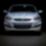 Front view of the 2016 Hyundai Accent SE Sedan showcasing its stylish grille and headlights