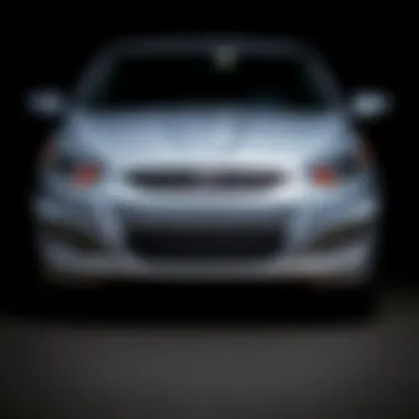 Front view of the 2016 Hyundai Accent SE Sedan showcasing its stylish grille and headlights