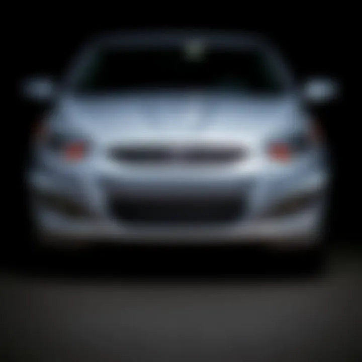 Front view of the 2016 Hyundai Accent SE Sedan showcasing its stylish grille and headlights