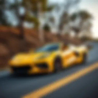 2021 Yellow Corvette on the road