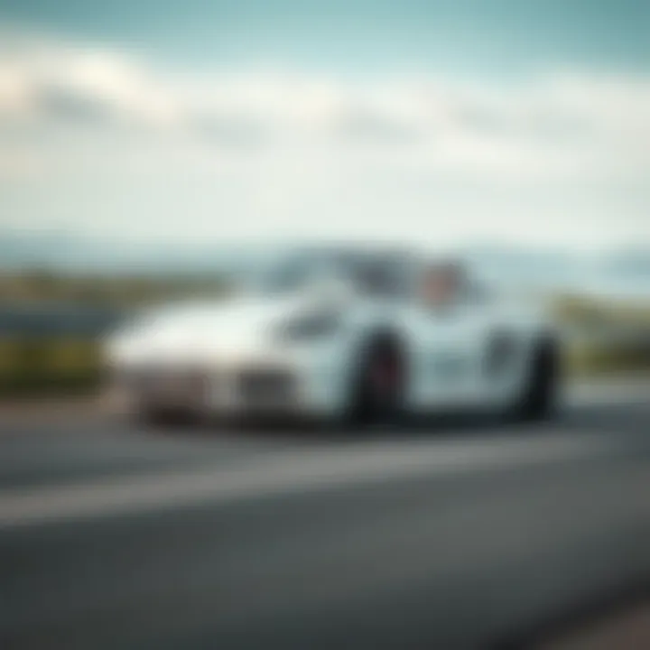 Dynamic driving shot of the 2022 Porsche 718 Spyder on the road