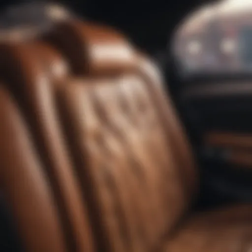 Luxurious car upholstery materials in varying textures