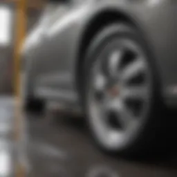A well-maintained aluminum wheel showcasing shine and reflection