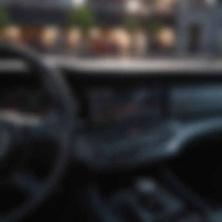 A close-up of the dashboard of a cutting-edge car, highlighting advanced technology features.