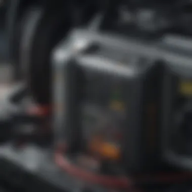 Detailed Features of Battery Charger with Compressor Close-up of battery charger and compressor functionalities