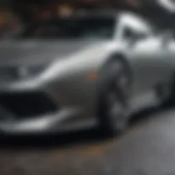 Close-up view of a car surface ready for painting