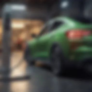 Electric vehicle charging at a station illustrating eco-friendliness