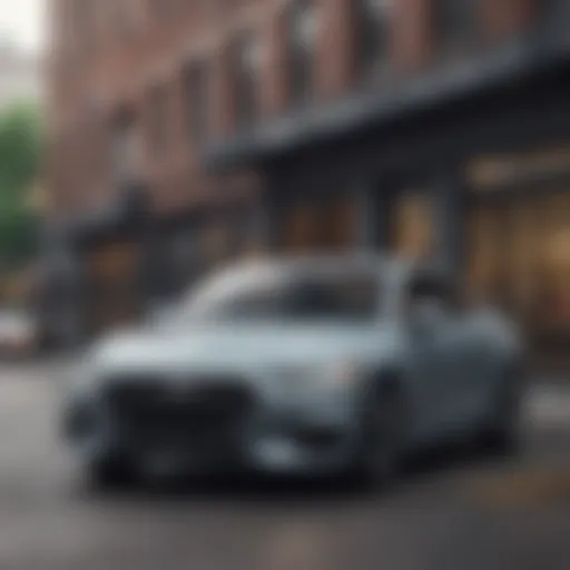 Modern sedan parked in an urban setting showcasing sleek design