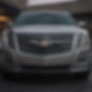 Cadillac Escalade Front View Front view of the Cadillac Escalade showcasing its bold grille and sleek lines.