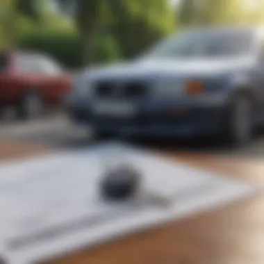 The Role of Insurance in Vehicle Registration A close-up of insurance documents next to a car key.