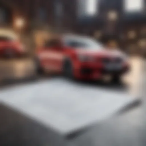 Illustration of a car with a lease agreement document