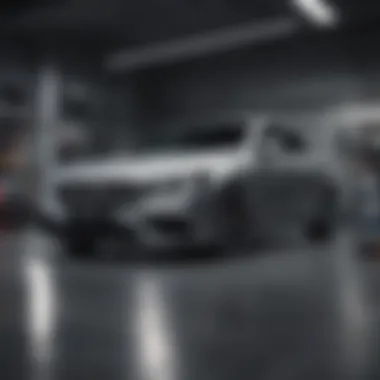 A modern garage equipped with diagnostic equipment.