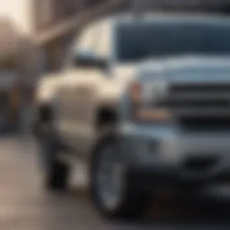 Exterior view of the Chevy Silverado LT Crew Cab showcasing its sleek design and bold front grille.