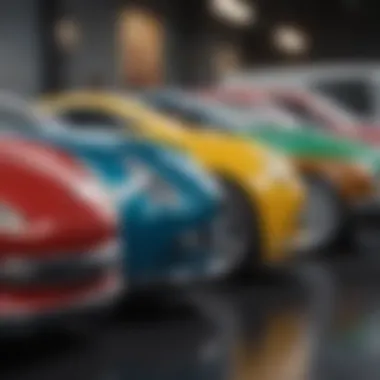 Diverse Range of Automotive Color Waxes Comparison of different types of automotive color waxes on display