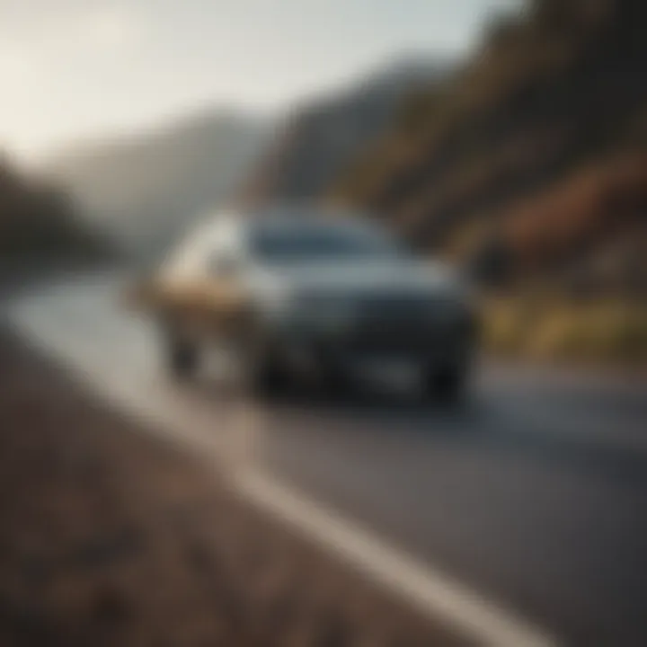 Subaru Outback on a highway, demonstrating its performance in a real-world driving scenario.