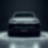 Front view of the 2017 Lamborghini Urus showcasing its aggressive stance