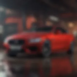 Jaguar XE in striking red parked elegantly