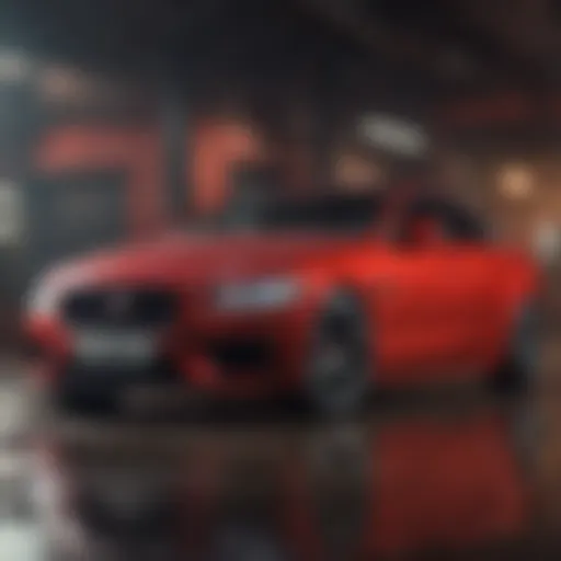 Jaguar XE in striking red parked elegantly