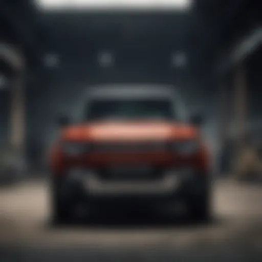 Front view showcasing the iconic design of the Land Rover Defender