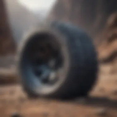 All-terrain tire on rugged terrain