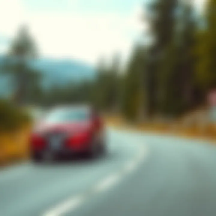 Performance of 2019 Nissan Rogue FWD on Scenic Drive 2019 Nissan Rogue FWD driving on a scenic road illustrating performance