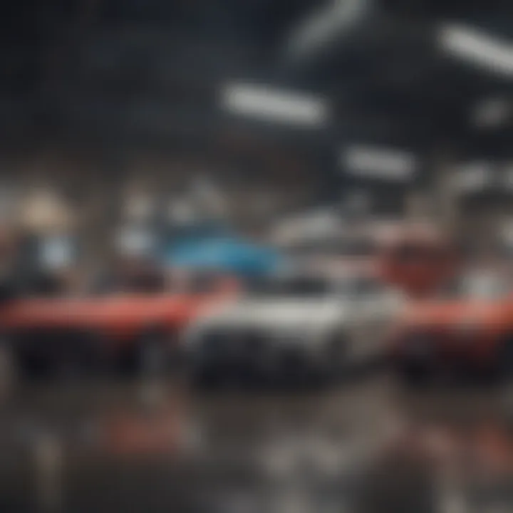 Illustration of various types of car loans on a table