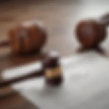 A gavel resting on a legal document symbolizing court proceedings