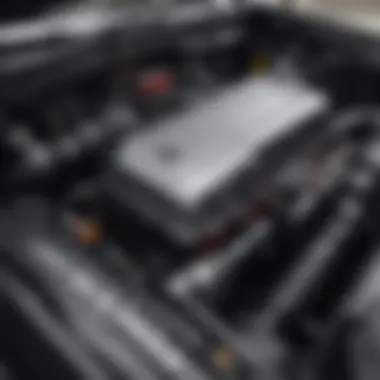 Engine Compartment of the Challenger SXT Close-up of the Dodge Challenger SXT's engine compartment