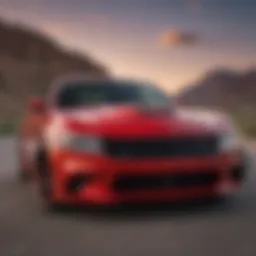Front view showcasing the aggressive grille and sleek lines of the Dodge Charger Hellcat SRT