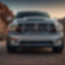 Dodge Ram with Hemi engine showcasing its powerful front grille and hood