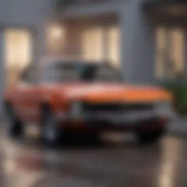 Economical car parked in a driveway