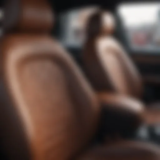 Luxurious leather seat cover with intricate stitching and design