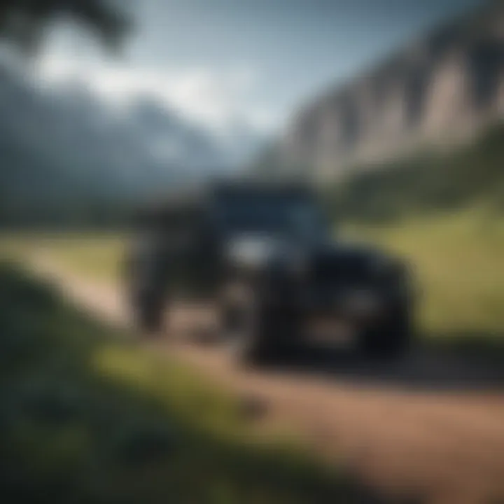 A black Jeep on a scenic outdoor adventure