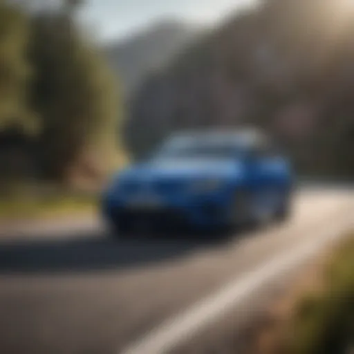 Volkswagen Golf R in dynamic motion on a scenic road