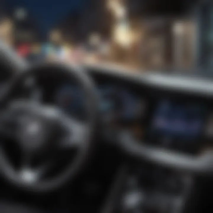Detail of eco-friendly dashboard technology in a hybrid vehicle