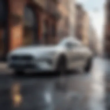 Hybrid car parked in an urban environment showcasing its design