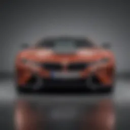 Dynamic front view of a sleek BMW sports car showcasing its aerodynamic design