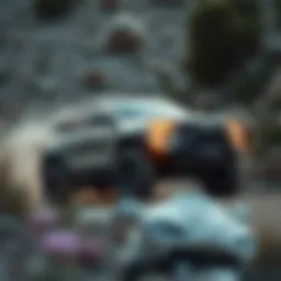 An all-wheel drive SUV navigating a rugged terrain