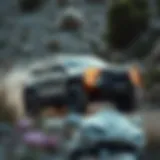 All-Wheel Drive SUV in Action An all-wheel drive SUV navigating a rugged terrain