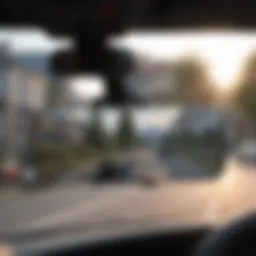 Sleek phone holder mounted on a rear view mirror