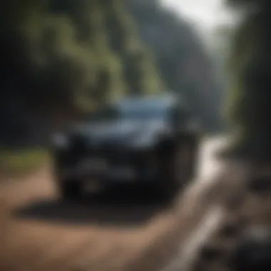 Versatile Performance of the Black Lexus LX Black Lexus LX navigating diverse terrains showcasing its versatility.