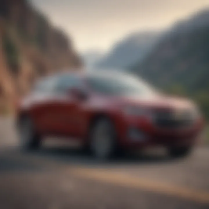 Chevy 4-door vehicle in action on a scenic road, demonstrating performance.