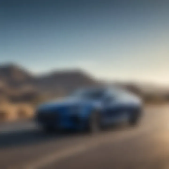 Deep blue Hyundai Sonata against a scenic backdrop