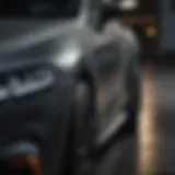 Close-up view of a car's exterior with liquid ceramic coating reflecting light.