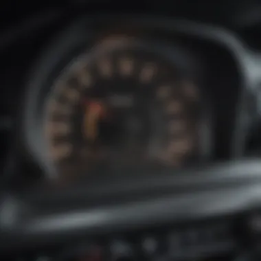 Close-up of a high-tech dashboard displaying electric range and battery status.