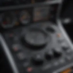 Close-up of a cockpit control panel showcasing advanced technology